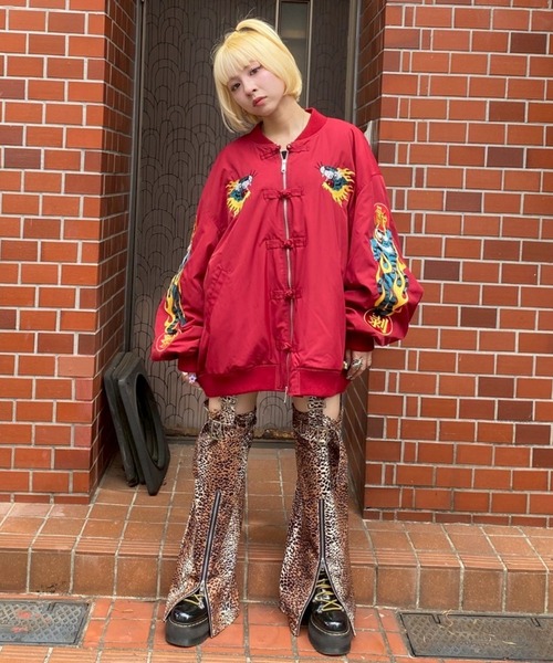 Candy Stripper（キャンディストリッパー）の「BURNING TIGER CHINA MA-1（MA-1・レディース・カーキ/ブラック/ボルドー・FREE）」の4枚目の写真