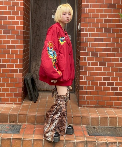 candy stripper 猫 刺繍 ブルゾン スタジャン MA-1 レア 激レアCANDY STRIPPER猫 刺繍スタジャン ブルゾンMAー1 Sサイズ