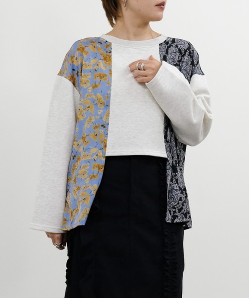 DOLLUPOOPS（ドールアップウップス）の「異素材切替スウェットトップス（スウェット・レディース・グレー/ライトグレー/アイボリー・38）」の2枚目の写真