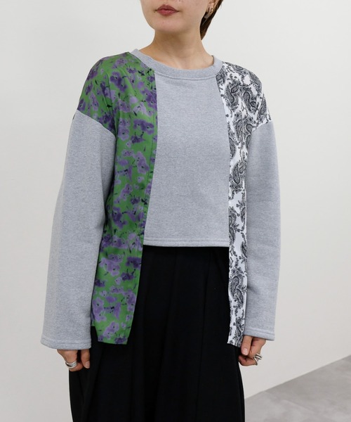 DOLLUPOOPS（ドールアップウップス）の「異素材切替スウェットトップス（スウェット・レディース・グレー/ライトグレー/アイボリー・38）」の3枚目の写真