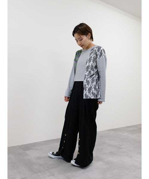 DOLLUPOOPS（ドールアップウップス）の「異素材切替スウェットトップス（スウェット・レディース・グレー/ライトグレー/アイボリー・38）」の8枚目の写真