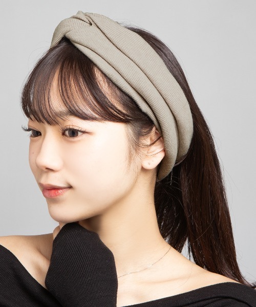 セール】ワイド リブ クロスデザイン ヘアバンド ターバン（ヘアバンド