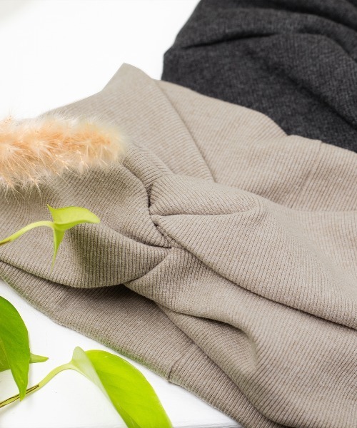 セール】ワイド リブ クロスデザイン ヘアバンド ターバン（ヘアバンド