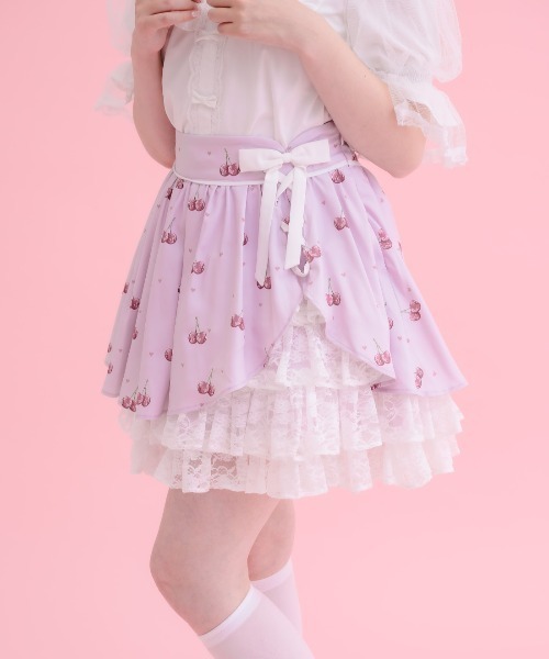 Sweet cherry lace frill スカート（スカート）｜mellfy memory