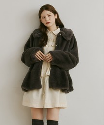 Olu.(オルドット)のフラッフィーラウンドカラーペプラムファーコート(その他アウター)