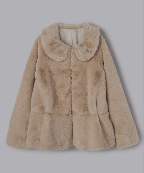 Olu.（オルドット）の「フラッフィーラウンドカラーペプラムファーコート（その他アウター・レディース・チャコールグレー/ベージュ/アイボリー・FREE）」の11枚目の写真