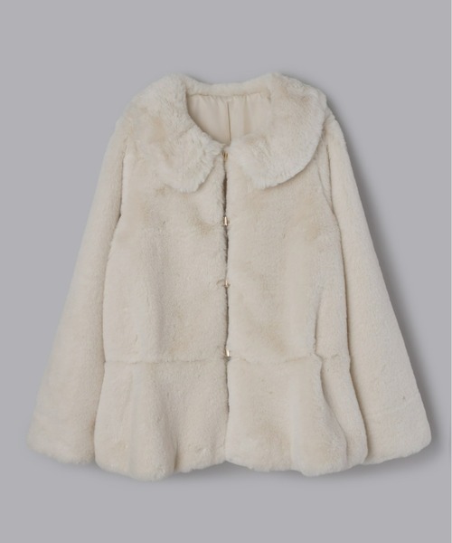 フラッフィーラウンドカラーペプラムファーコート（その他アウター