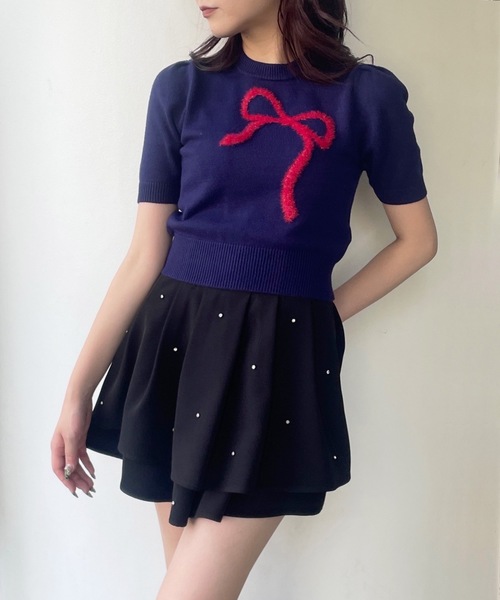 one way(ワンウェイ)の「フェザーリボンニット(ニット/セーター・レディース・ホワイト/ピンク/グレー/ネイビー・FREE)」の4枚目の写真