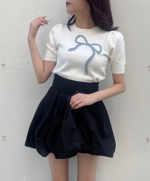 one way(ワンウェイ)の「フェザーリボンニット(ニット/セーター・レディース・ホワイト/ピンク/グレー/ネイビー・FREE)」の6枚目の写真