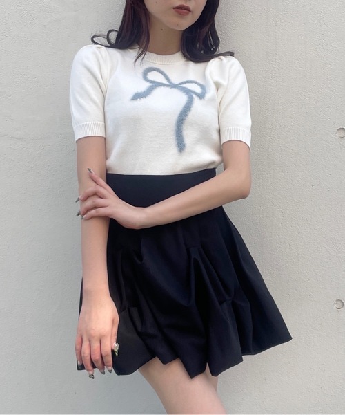 one way(ワンウェイ)の「フェザーリボンニット(ニット/セーター・レディース・ホワイト/ピンク/グレー/ネイビー・FREE)」の9枚目の写真