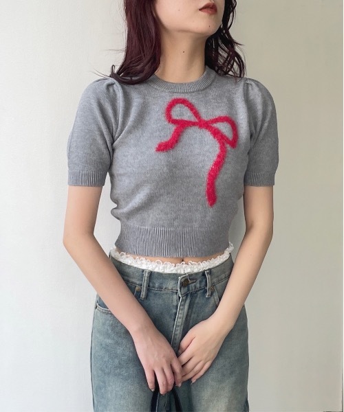 one way(ワンウェイ)の「フェザーリボンニット(ニット/セーター・レディース・ホワイト/ピンク/グレー/ネイビー・FREE)」の15枚目の写真