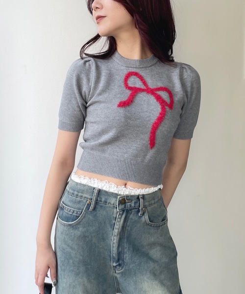 one way(ワンウェイ)の「フェザーリボンニット(ニット/セーター・レディース・ホワイト/ピンク/グレー/ネイビー・FREE)」の16枚目の写真