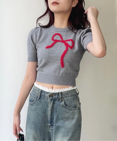 one way(ワンウェイ)の「フェザーリボンニット(ニット/セーター・レディース・ホワイト/ピンク/グレー/ネイビー・FREE)」の17枚目の写真