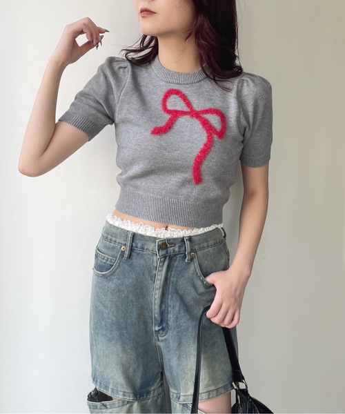 one way(ワンウェイ)の「フェザーリボンニット(ニット/セーター・レディース・ホワイト/ピンク/グレー/ネイビー・FREE)」の19枚目の写真