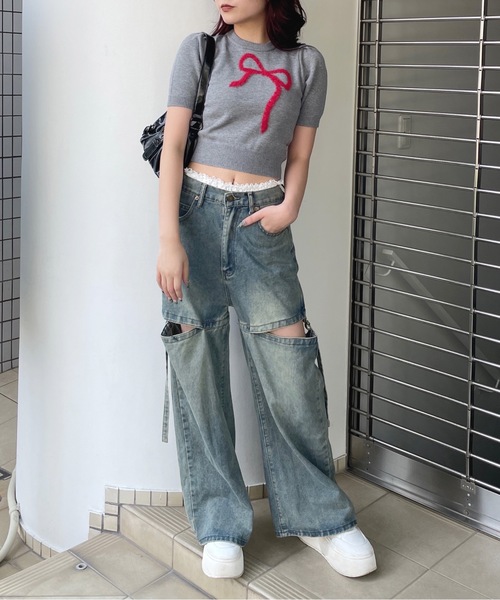 one way(ワンウェイ)の「フェザーリボンニット(ニット/セーター・レディース・ホワイト/ピンク/グレー/ネイビー・FREE)」の21枚目の写真