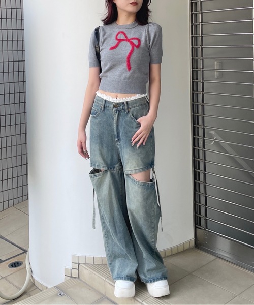 one way(ワンウェイ)の「フェザーリボンニット(ニット/セーター・レディース・ホワイト/ピンク/グレー/ネイビー・FREE)」の22枚目の写真