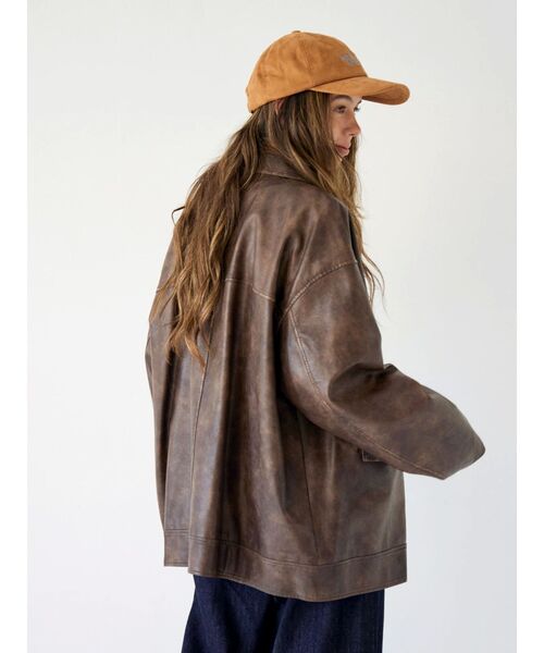 Ungrid（アングリッド）の「ルーズシルエットフェイクレザーブルゾン（ブルゾン・レディース・ブラウン/ブラック・FREE）」の10枚目の写真
