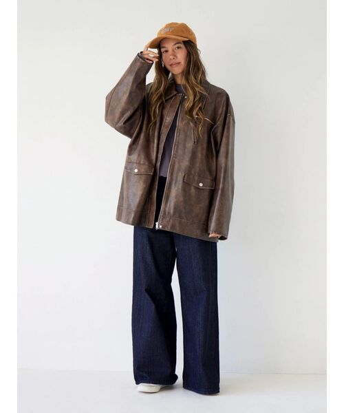 Ungrid（アングリッド）の「ルーズシルエットフェイクレザーブルゾン（ブルゾン・レディース・ブラウン/ブラック・FREE）」の12枚目の写真