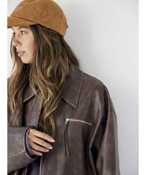 Ungrid（アングリッド）の「ルーズシルエットフェイクレザーブルゾン（ブルゾン・レディース・ブラウン/ブラック・FREE）」の15枚目の写真