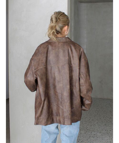 Ungrid（アングリッド）の「ルーズシルエットフェイクレザーブルゾン（ブルゾン・レディース・ブラウン/ブラック・FREE）」の8枚目の写真