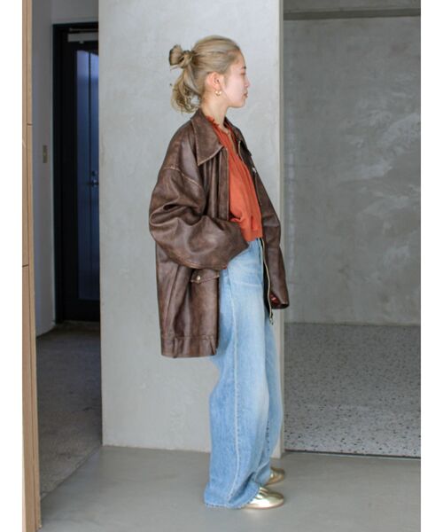 Ungrid（アングリッド）の「ルーズシルエットフェイクレザーブルゾン（ブルゾン・レディース・ブラウン/ブラック・FREE）」の16枚目の写真