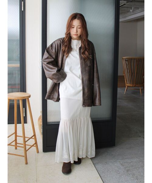 Ungrid（アングリッド）の「ルーズシルエットフェイクレザーブルゾン（ブルゾン・レディース・ブラウン/ブラック・FREE）」の19枚目の写真