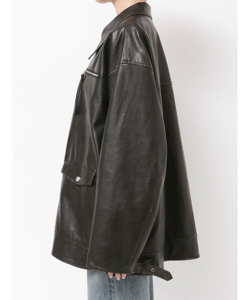 セール】ルーズシルエットフェイクレザーブルゾン（ブルゾン