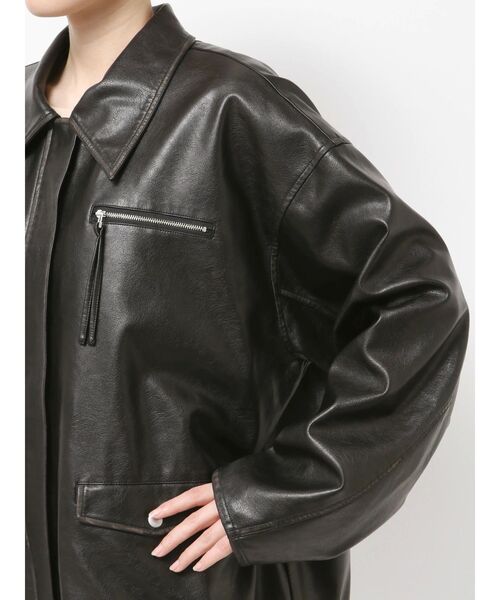 セール】ルーズシルエットフェイクレザーブルゾン（ブルゾン
