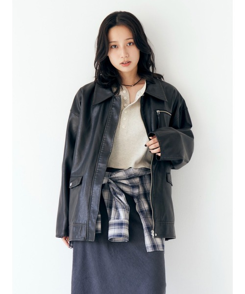 ルーズシルエットフェイクレザーブルゾン（ブルゾン）｜Ungrid（アン