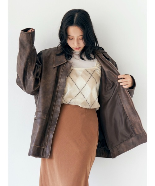 ルーズシルエットフェイクレザーブルゾン（ブルゾン）｜Ungrid（アン