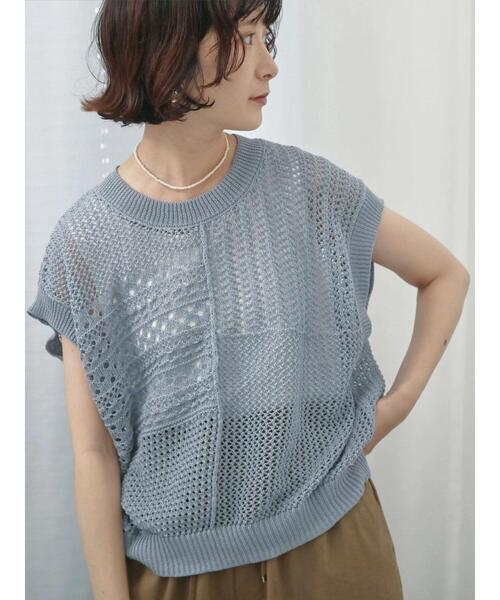 ニットベスト らぴすsama サイズ 〕 マイクロナイロン フェザーヤーン2wayニットベスト