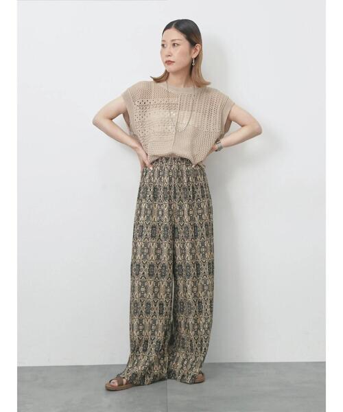 セール】麻タッチパッチワークニットベスト（ニット/セーター