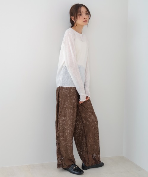 Bab（バブ）の「【選べるサイズ展開】メランジシアーベーシックカットソー（Tシャツ/カットソー・レディース・ベージュ/ピンク/ブラック/オフホワイト/チャコールグレー・FREE/L）」の8枚目の写真