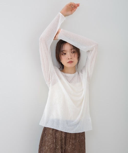 Bab（バブ）の「【選べるサイズ展開】メランジシアーベーシックカットソー（Tシャツ/カットソー・レディース・ベージュ/ピンク/ブラック/オフホワイト/チャコールグレー・FREE/L）」の11枚目の写真