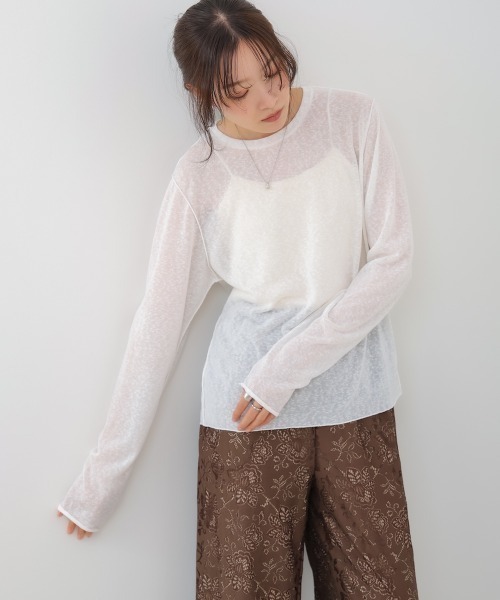 Bab（バブ）の「【選べるサイズ展開】メランジシアーベーシックカットソー（Tシャツ/カットソー・レディース・ベージュ/ピンク/ブラック/オフホワイト/チャコールグレー・FREE/L）」の12枚目の写真