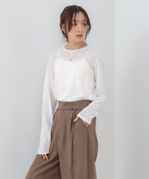 Bab（バブ）の「【選べるサイズ展開】メランジシアーベーシックカットソー（Tシャツ/カットソー・レディース・ベージュ/ピンク/ブラック/オフホワイト/チャコールグレー・FREE/L）」の16枚目の写真