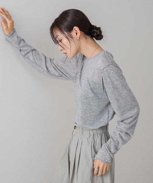 Bab（バブ）の「【選べるサイズ展開】メランジシアーベーシックカットソー（Tシャツ/カットソー・レディース・ベージュ/ピンク/ブラック/オフホワイト/チャコールグレー・FREE/L）」の19枚目の写真