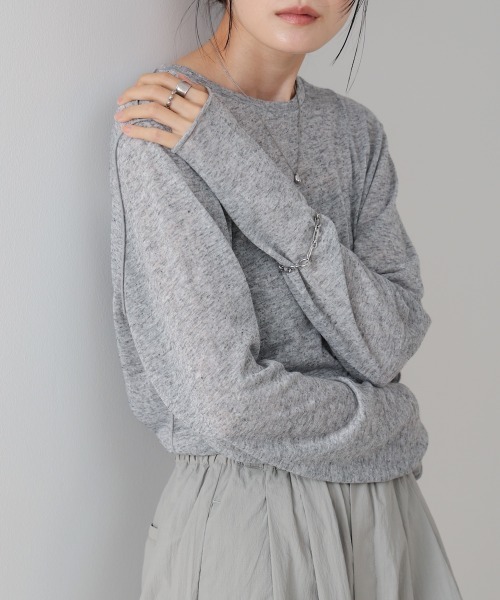 Bab（バブ）の「【選べるサイズ展開】メランジシアーベーシックカットソー（Tシャツ/カットソー・レディース・ベージュ/ピンク/ブラック/オフホワイト/チャコールグレー・FREE/L）」の21枚目の写真