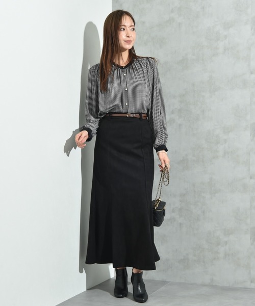 INTERPLANET（インタープラネット）の「厚地ジョーゼット千鳥柄袖２ＷＡＹブラウス（シャツ/ブラウス・レディース・オフホワイト/ベージュ・FREE）」の5枚目の写真