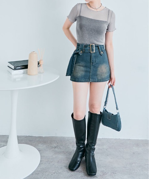 kirakiraShop(キラキラショップ)の「ラメ シアー メロウ トップス(Tシャツ/カットソー・レディース・ホワイト/ブラウン/ピンク/ベージュ/ダークグレー/シルバー/ブラック/アイボリー/ワイン・FREE)」の16枚目の写真