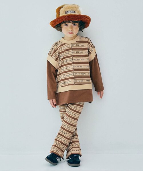 p.premier(ピードットプルミエ)の「【リンク/セットアップ/ジュニア対応】総柄カットジャガード裾スリットフレアパンツ(その他パンツ・キッズ・グリーン/ブラウン/ブラック/パープル・140/90/100/110/120/80/130)」の13枚目の写真