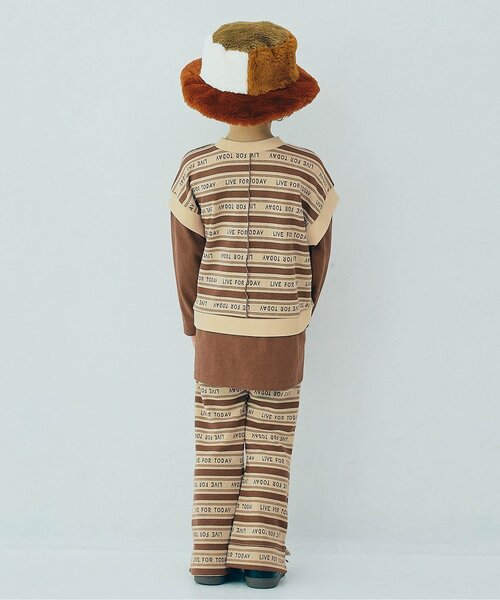 p.premier(ピードットプルミエ)の「【リンク/セットアップ/ジュニア対応】総柄カットジャガード裾スリットフレアパンツ(その他パンツ・キッズ・グリーン/ブラウン/ブラック/パープル・140/90/100/110/120/80/130)」の14枚目の写真