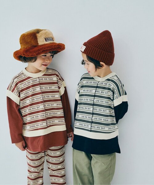 リンク/セットアップ/ジュニア対応】総柄カットジャガード裾スリット