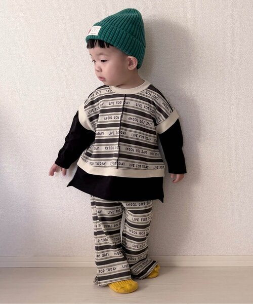 p.premier(ピードットプルミエ)の「【リンク/セットアップ/ジュニア対応】総柄カットジャガード裾スリットフレアパンツ(その他パンツ・キッズ・グリーン/ブラウン/ブラック/パープル・140/90/100/110/120/80/130)」の22枚目の写真