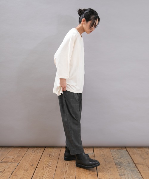 URCH RNA(アーチ アールエヌエー)の「R4367 裏ピーチ起毛PJ'Sクロップド(その他パンツ・レディース・ブラック系その他/ブラック/グリーン・FREE)」の5枚目の写真