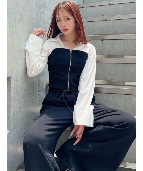 RESEXXY（リゼクシー）の「スウェットビスチェドッキングシャツ【セットアップ着用可能】（シャツ/ブラウス・レディース・チャコールグレー/ブラック/アイボリー・FREE）」の8枚目の写真