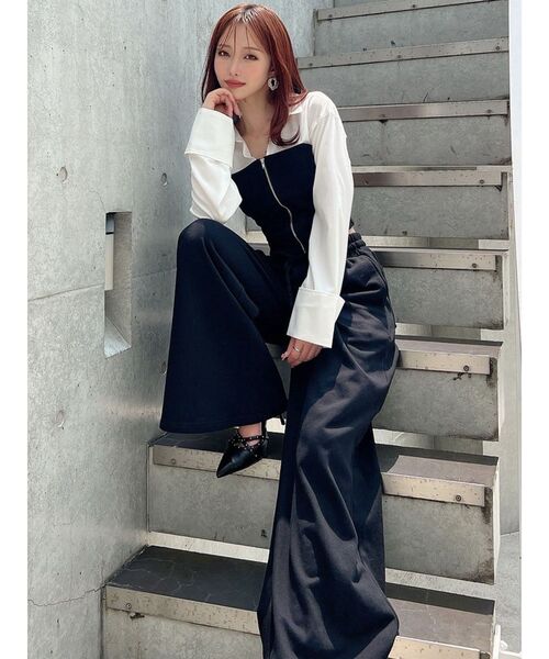 RESEXXY（リゼクシー）の「スウェットビスチェドッキングシャツ【セットアップ着用可能】（シャツ/ブラウス・レディース・チャコールグレー/ブラック/アイボリー・FREE）」の11枚目の写真