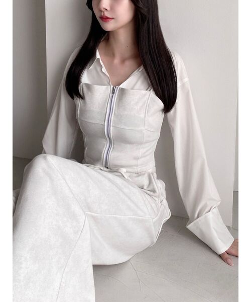 RESEXXY（リゼクシー）の「スウェットビスチェドッキングシャツ【セットアップ着用可能】（シャツ/ブラウス・レディース・チャコールグレー/ブラック/アイボリー・FREE）」の14枚目の写真