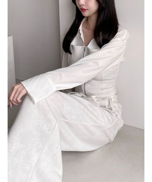 RESEXXY（リゼクシー）の「スウェットビスチェドッキングシャツ【セットアップ着用可能】（シャツ/ブラウス・レディース・チャコールグレー/ブラック/アイボリー・FREE）」の15枚目の写真