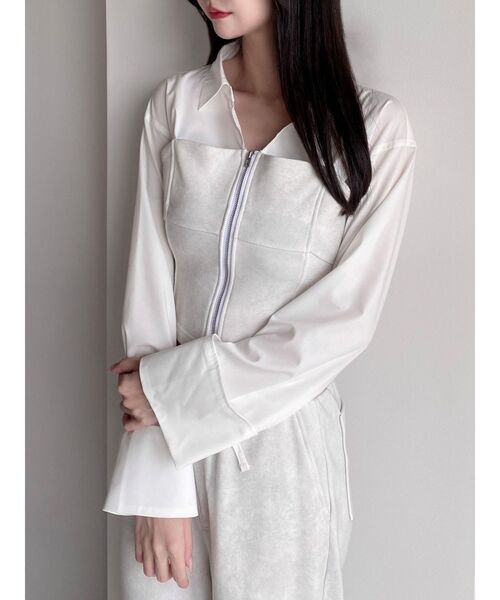 RESEXXY（リゼクシー）の「スウェットビスチェドッキングシャツ【セットアップ着用可能】（シャツ/ブラウス・レディース・チャコールグレー/ブラック/アイボリー・FREE）」の16枚目の写真